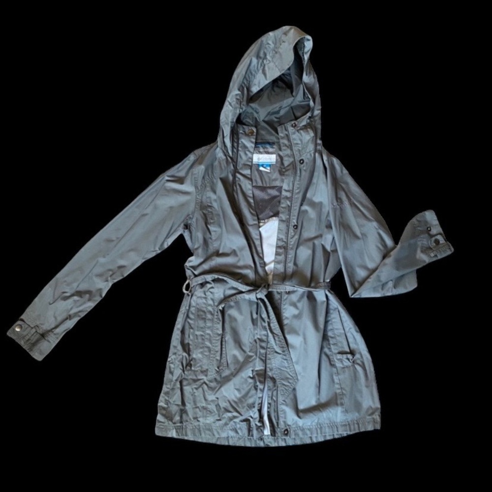 Columbia Hooded Trench Coat in Charcoal Gray